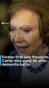 Former first lady Rosalynn Carter dies aged 96 after dementia battle. The wife of former US president Jimmy Carter passed away on Sunday. #RosalynnCarter #JimmyCarter #news #worldnews #usa #dementia #stvnews | STV News