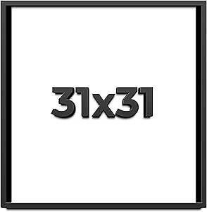 31x31 Shadow Box Frame Black | 1 Inch Deep Solid Wood Shadowbox Display Frame | UV Resistant Acrylic Plexiglass, Acid Free Backing, and Hanging Hardware | Dugan Picture Frame Style