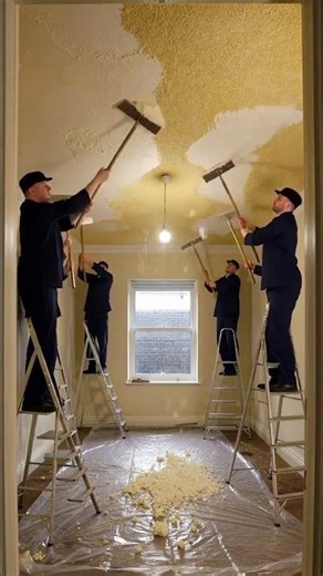 Fastest Way to Remove Popcorn Ceiling #diy #construction #satisfying
