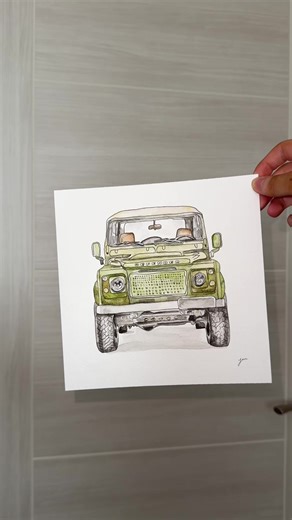 Watercolor Painting of a Land Rover Defender