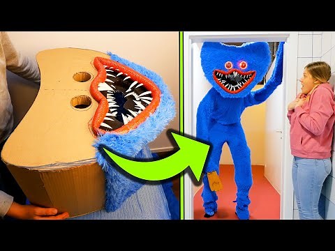 How to make Huggy Wuggy mask from Cardboard DIY
