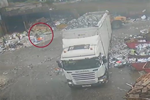 Shocking moment worker is CRUSHED by digger on first day of new job