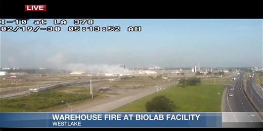 Precautionary shelter in place as fire reported at BioLab warehouse