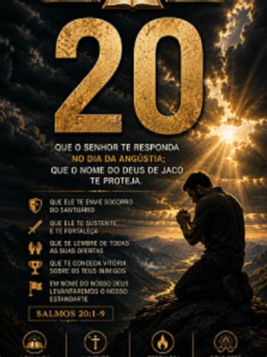 Livro dos Salmos - Salmos 20: Dia da angustia. #Fé #Oração #Jesus #reflexão #Deus #Salmos #motivacion #motivacional #motivação