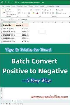 Convert Positive Numbers to Negative in Excel