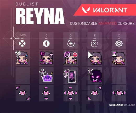 Valorant Reyna Animated Cursor Set – Custom Pixel Art Mouse Pointer Download for Windows Desktop Fan Art Cursor Pack - Etsy
