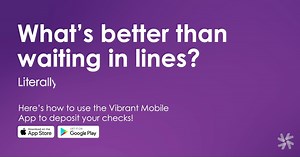 #DepositChecks in a snap right from your #Phone! Here’s how it works in 3 easy steps! Don’t have our app yet? Get it here → bit.ly/3quPPDX | Vibrant Credit Union