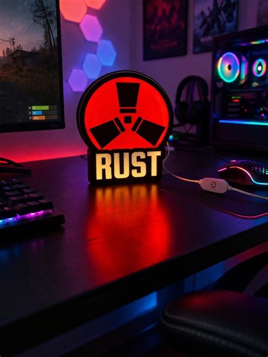 RUST Video Game Lightbox | Gaming Setup Decor Night Light - Etsy