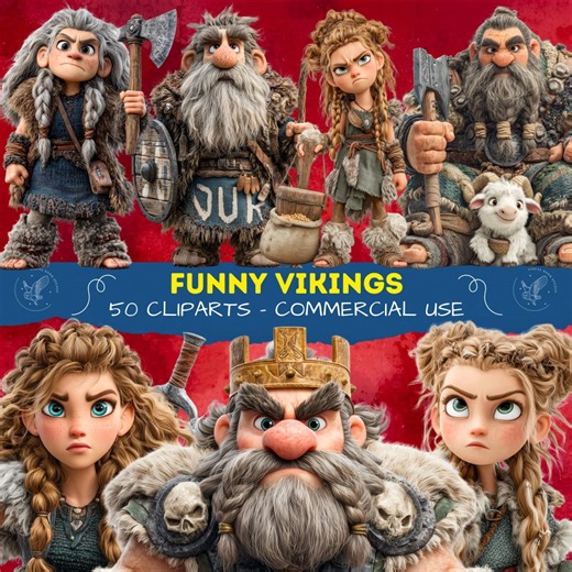 50 Funny Character Viking Clipart | Cartoon Vikings Digital Download Digital | Scrapbooking Art | Commercial Use PNG | Junk Journal Clipart - Etsy