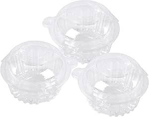 Hewnda 25 Pack Plastic Single Individual Cupcake Muffin Dome Holders Cases Boxes Cups Pods,Great for parties or cake,muffin sales