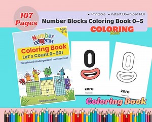 Number Blocks Coloring Book 0–50 | Numbers 0 to 50 Coloring Pages | One Color & One Outline Page | Preschool Math Activity | Printable PDF - Etsy Australia