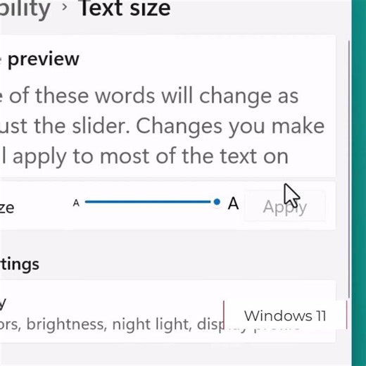 Windows 11 Text Size Settings