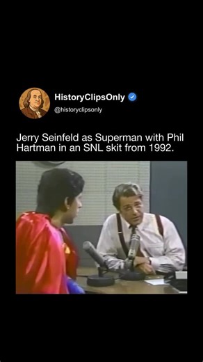 History Clips Only | 😂😭 In 1992, Jerry Seinfeld appeared on Saturday Night Live dressed as Superman, starring opposite Phil Hartman in a parody interview... | Instagram