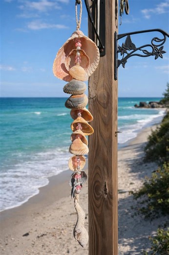 Seashell Wind Chime – Coastal Cottage Indoor or Outdoor Beach Decor - Etsy