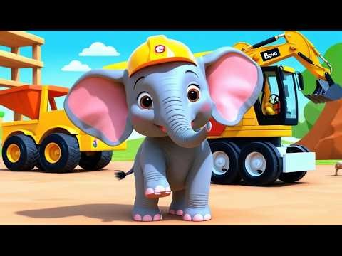 Baby Elephant Becomes a Construction Worker 🐘🏗️ | Funny and Fun Kids Nursery Rhyme Animation