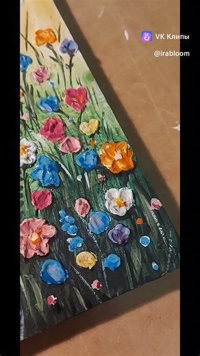 Textured Oil Painting Wildflower Meadow – Colorful Impressionist Floral Wall Art
