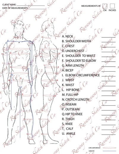 Men’s Measurement Chart | AI File and PDF | Editable & Downloadable - Etsy
