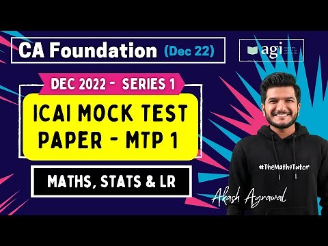 #6 MTP December 2022 Series 1 | CA Foundation Maths Stats LR | Mock Test Paper DEC 2022 | Akash