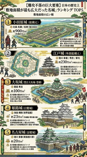 【難攻不落の巨大要塞】日本の歴史上「敷地面積が最も広大だった名城」ランキング TOP5
