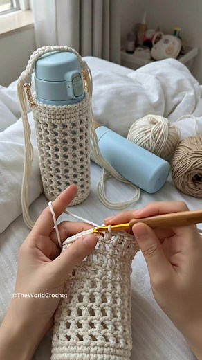 Handmade Crochet Water Bottle Holder for Daily Use