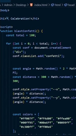 23/100 Celebration Blast Animation 🎉 | HTML CSS JavaScript