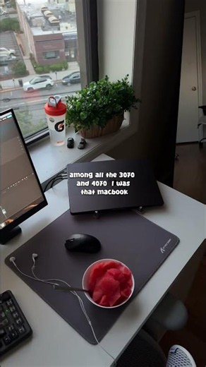 Among all the 3070 and 4070 I was that macbook 🤫💻 #setup #macbook #minimalist