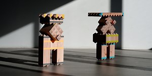 takuto ohta builds 'primitive' furniture set by stacking blocks intuitively