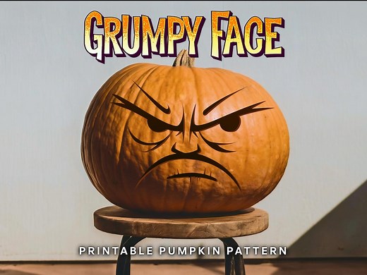 Grumpy Face Pumpkin Carving Pattern | Printable Angry Jack-o-lantern Stencil for Your Halloween Decor - Etsy