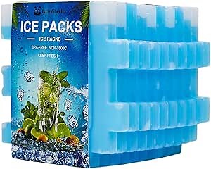 Ice Packs for Lunch Box - Reusable Freezer Cool Pack Slim and Long Lasting Ice Bricks for Coolers Lunch Bags & Camping