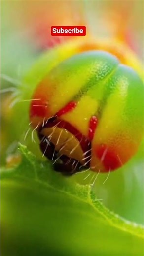Macro Close-Up: Caterpillar Chewing a Leaf#caterpiller #natureshorts #insects