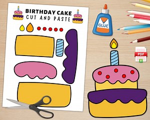 Printable Birthday Cake Craft Template for Kids | Birthday Activities | Birthday Cake Paper Craft | Build a Cake | US Letter Size | A4 Size - Etsy Canada