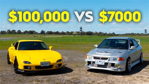 The $100K RX7 faces off against a $7,000 fake Evo