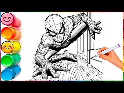 Spider Man Art for Kids | Easy Drawing and Coloring Steps