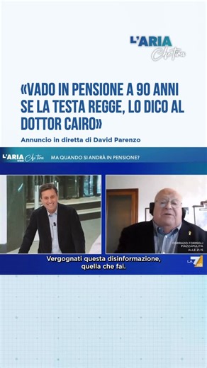 L'Aria Che Tira | “Vado in pensione a 90 anni, lo dico al dottor Cairo” In diretta a L’Aria che Tira, l’annuncio di Parenzo.... | Instagram