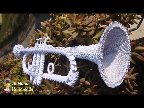 3d origami trumpet tutorial | DIY paper trumpet home decoration idea