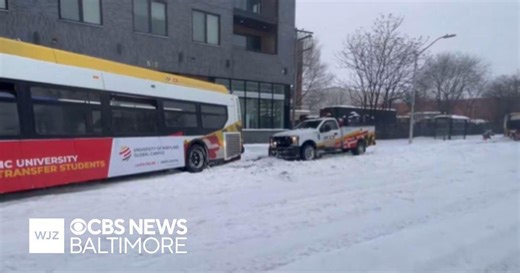 Snow and ice blanket Maryland as crews work to clear roads
