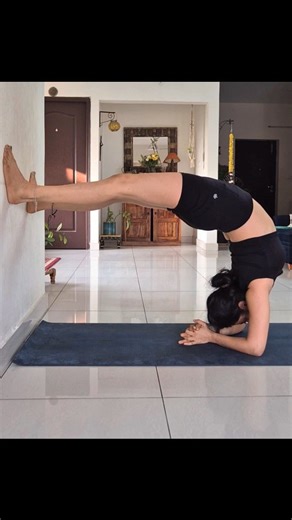 Monika on Instagram: "I have fallen in love with backbends, they remind me expansion begins where comfort ends. #backbends #chakrasana #forearmwheel #chakrasanawithwall #yogateacher"