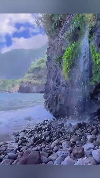 Serene Waterfall Meets Atlantic Waves – Pebble Beach Beauty