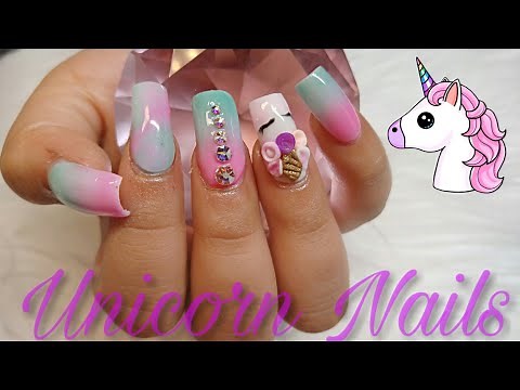 Uñas en niña de 10 años// uñas unicornio💅