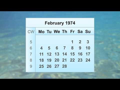 February 1974 Calendar
