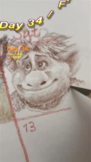 #Day34 #Day1/365 Dreaming in Colors-365 Days of Magic #色と夢で描く365日の魔法#Disneyart #イラスト#色鉛筆#カレンダー