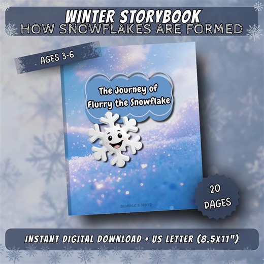 Winter Storybook for Kids | How Snowflakes Form | Preschool Weather Science | Snow Book PDF | Early Learning 3-6 - Etsy