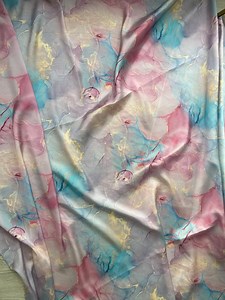 Pink Blue Tie Dye Silky Satin Fabric by Yard - Etsy