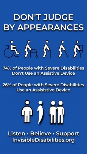 ⭐️ TONIGHT! ⭐️ See the Invisible! Streaming LIVE FREE! Oct 25th 7pm EDT, 4pm PDT. https://SeeTheInvisible.live Did you know that 74% of people living with "severe disabilities" do not use an assistive device? So, let's not judge people with invisible disabilities, whether they use one or they don’t. After all, most invisible disabilities can not be seen without a microscope, x-ray, MRI, CT scan, or other tests. However, if we listen to people, we will learn to "see" how their disability affects 