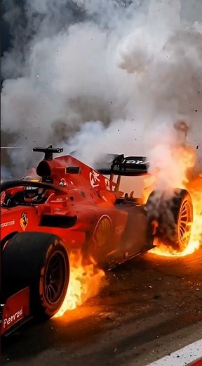 Ferrari F1 Car Fire & Explosion! Driver Escapes Dramatic Blaze 🔥 #shorts #edit ##automobile
