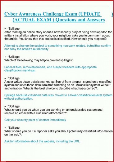 Cyber Awareness Challenge Exam Update Actual Exam Questions video
