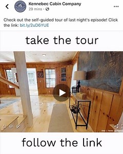 3.9K views · 334 reactions | You can now take a virtual tour of our finished projects! Just visit our website and click on any of the episodes that have aired this season. Also, give a like or follow to @kennebec_cabin_company !! | Maine Cabin Masters | Facebook