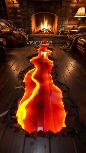 Lava Epoxy Floor & Cozy Fireplace Cabin 🔥 Ultra Realistic Interior Design Inspiration