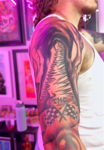 Anime half sleeve tattoo — first session progress