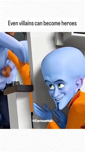 Cartoon Hub on Instagram: "Follow @cartoonworld.hub for more 🎬💙 Megamind (2010) remains one of DreamWorks’ smartest and funniest twists on the superhero genre. It follows Megamind — the blue-skinned “villain” who finally defeats his rival Metro Man… only to discover that winning isn’t everything. With no hero left to battle, he realizes something surprising: without purpose, even victory feels empty. When he accidentally creates a new villain instead of a hero, Megamind is forced to rethink wh